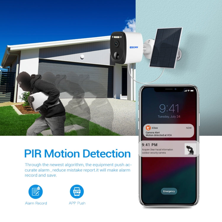 ESCAM QF370 3MP Cloud Storage PT WIFI Solar Panel IP Camera with PIR Alarm Support Night Vision & Two Way Audio, QF370 ESCAM QF370 3MP Cloud Storage PT WIFI Solar Panel IP Camera with PIR Alarm Support Night Vision & Two Way Audio, QF370